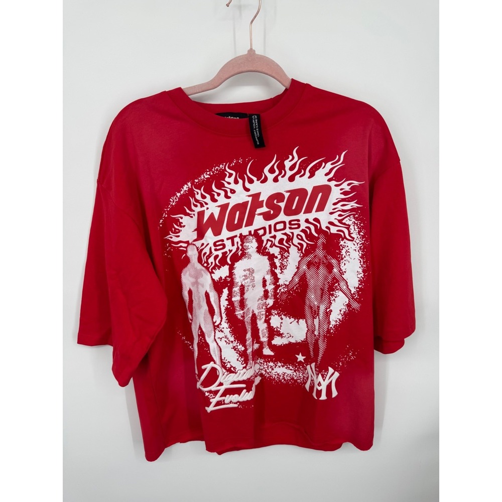 NWT Watson Studios WTSN015 T-Shirt Men Small Red Graphic Print Round Neck Summer
